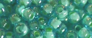 (image for) TOHO 11/o Round-Lime Lined Aqua Transparent. 11T954