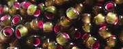 (image for) TOHO 8/o Round Seed Bead-Raspberry Lined Olivine #8T2204