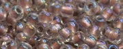 (image for) TOHO 11/o Round-Rose Lined Crystal Rainbow. 11T267