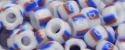 (image for) TOHO 8/o Round Seed Bead-Red / Blue / White Stripe #8TL3-106
