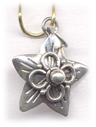 Bali Silver Drop - Fine Detailed Star w/ Flower