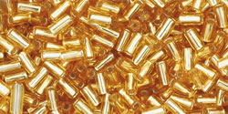 (image for) TOHO Size 1 Bugle Bead. 3mm Length-Topaz Silver Lined