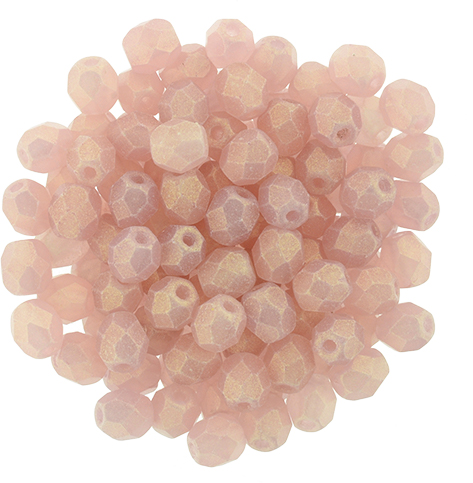 Czech Fire Polish 4mm-Sueded Gold Milky Pink