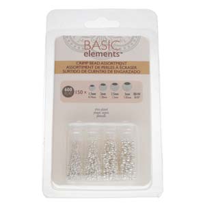 Silver Plated Crimp Bead Assortment in Bottles * 600 Pieces
