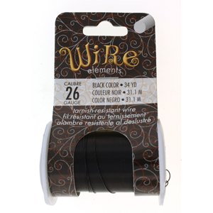 Tarnish Resistant Wire - 26 Gauge Black * 34 Yard Spool - Click Image to Close