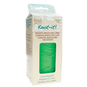KNOT-IT! 2-Ply Polyester Waxed Cord * NEON GREEN