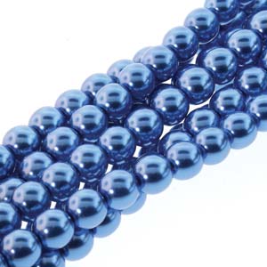 Czech Glass 6mm Round-Glass Pearls, Persian Blue  * 75 Bead Strand