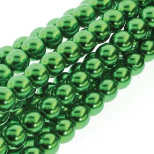 Czech Glass 4mm Round-Glass Pearls, Xmas Green  * 120 Bead Strand