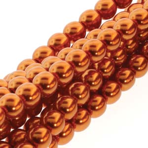 Czech Glass 4mm Round-Glass Pearls, Burnt Orange * 120 Bead Strand