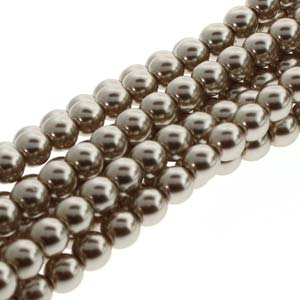 Czech Glass 3mm Round-Glass Pearls, Champagne * 150 Bead Strand #PRL03-70416