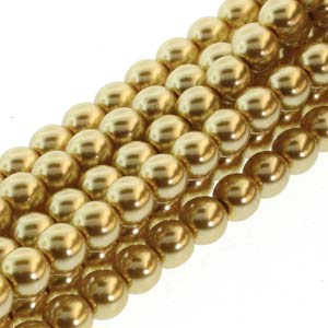 Czech Glass 6mm Round-Glass Pearls, Gold  * 75 Bead Strand
