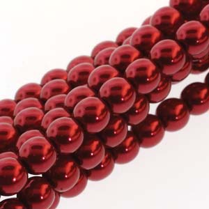 Czech Glass 4mm Round-Glass Pearls, Xmas Red  * 120 Bead Strand #PRL04-70498