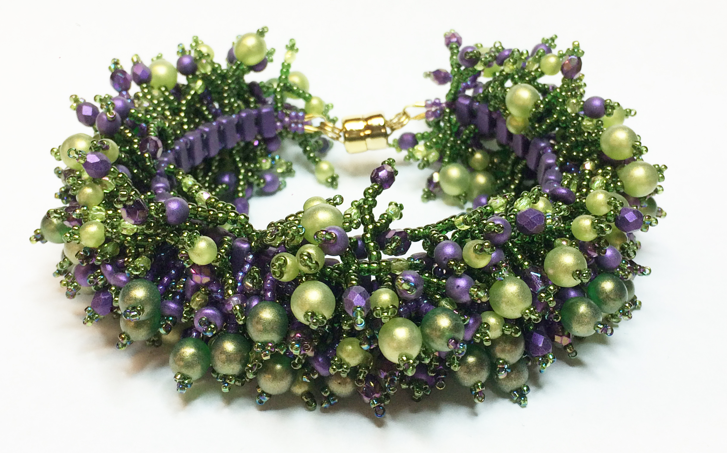 Siren's Bauble Bracelet Pattern by TrendSetter Rochelle Peterson- Purple/Olivine #RP-SBB-PO-P