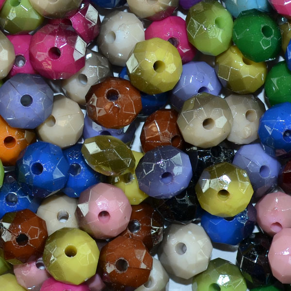 Acrylic Bead- 10x7mm Rondelle Bead* Solid Color Mix of Approximately 40 Beads