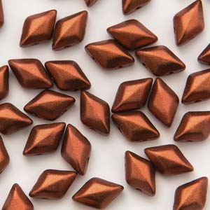 Czech GemDuo - Bronze Fire Red/Matte Metallic Copper