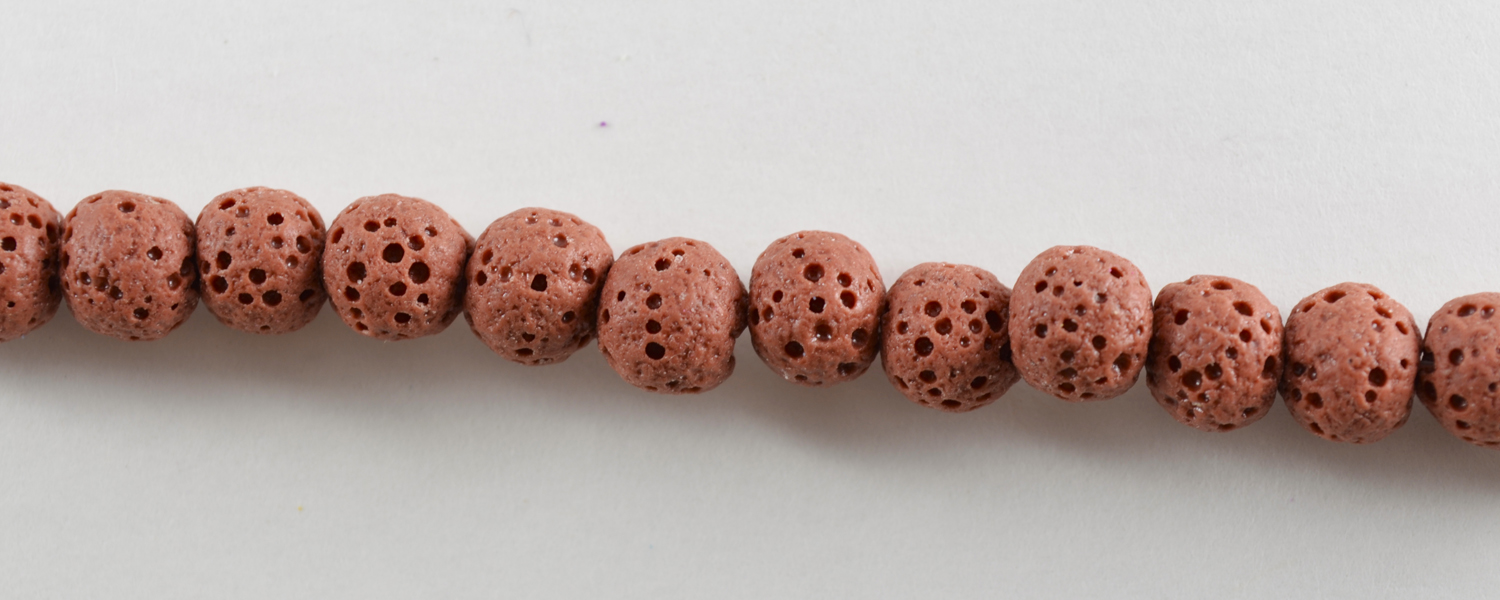 Lava Stone Beads, Round 6mm - Dark Salmon