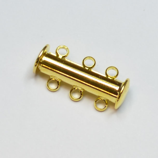 Gold Plate - 3-Strand Magnetic Slide Clasp * Package of 1 Clasp