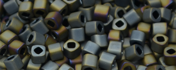 TOHO 1.5mm Cube Beads-Green-Grey Metallic Matte