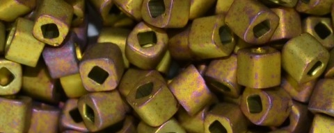 (image for) TOHO 3 mm Cube-Golden Green Metallic Matte