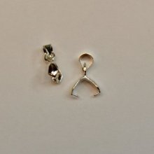 (image for) Silver Plate-15x5mm Leaf Pinch Bails