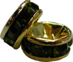 (image for) 6mm Gold Plate Rhinestone Rondelle-Olivine, "AAA" Grade-100 pack