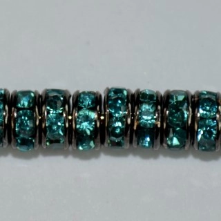 (image for) 4mm Gunmetal Plate Rhinestone Rondelle - Aqua - 100 pack