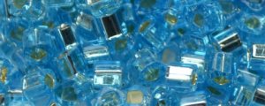 TOHO 1.5mm Cube Shape Seed Beads-Light Aqua Silver Lined. * 100 Gram Bag (image for) TOHO 1.5mm Cube Shape Seed Beads-Light Aqua Silver Lined. * 100 Gram Bag