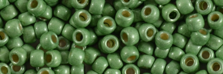(image for) TOHO Size 8/o Round Seed Bead-Spring Green Matte Galvanized PermaFinish. 8TPF587F-100