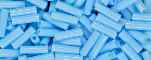 TOHO Size 2 Bugle Bead. 6mm Length-Aqua Opaque. 100 Gram Bag (image for) TOHO Size 2 Bugle Bead. 6mm Length-Aqua Opaque. 100 Gram Bag