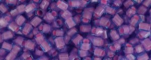 (image for) TOHO Size 8/o Hexagon Shape Seed Bead-Pink Lined Aqua Transparent. *100 Gram Bag