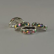 (image for) 12.7x7.5x3mm-Silver Plate Rhinestone 2-Strand Spacer-Crystal AB