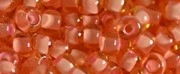 (image for) TOHO Size 11/o Round Seed Bead-Coral Lined Light Topaz Transparent. 11T925-250