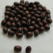 (image for) 5x3mm Wood Oval-Dark Brown