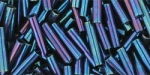 (image for) TOHO Size 2 Bugle Bead. 6mm Length-Navy Blue Iris Metallic. 100 Gram Bag