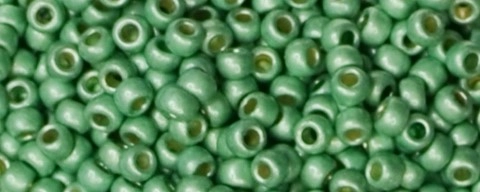 (image for) TOHO Size 8/o Round Seed Bead-Light Green Galvanized Matte PermaFinish. 8TPF570F-100