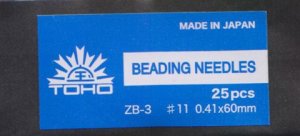 TOHO Beading Needle #11 (0.41x60mm) - #ZB-3-5 packs of 25pc (image for) TOHO Beading Needle #11 (0.41x60mm) - #ZB-3-5 packs of 25pc