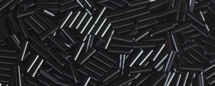 (image for) TOHO Size 2 Bugle Bead. 6mm Length-Jet Black Opaque. 100 Gram Bag