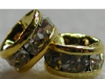 (image for) 4mm Gold Plate Rhinestone Rondelle-Crystal-100 pack