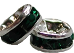 (image for) 4mm Silver Plate Rhinestone Rondelle-Emerald-100 pack