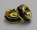 (image for) 4mm Gold Plate Rhinestone Rondelle-Tanzanite-100 pack