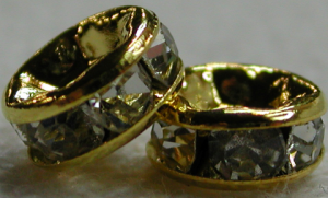 (image for) 6mm Gold Plate Rhinestone Rondelle-Crystal -100 pack