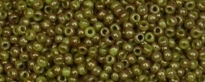 (image for) TOHO 11/o Round Seed Bead-Avocado / Cranberry Marbled Opaque. 1209-100