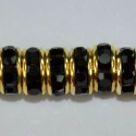 (image for) 6mm Gold Plate Rhinestone Rondelle-Jet Crystal - 100 pack
