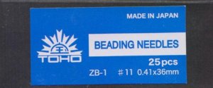 TOHO Beading Needle #11 (0.41x35mm) - #ZB-1-5 pack (image for) TOHO Beading Needle #11 (0.41x35mm) - #ZB-1-5 pack