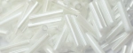 (image for) TOHO Size 2 Bugle Bead. 6mm Length-White Opaque Luster. 100 Gram Bag