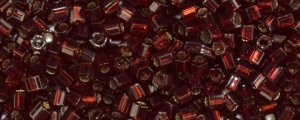 (image for) TOHO Size 8/o Hexagon Shape Seed Bead-Garnet Silver Lined * 100 Gram Bag
