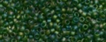 (image for) TOHO Size 15/o Round Seed Bead-Avocado Green Transparent Rainbow Matte. 15T167BF-100