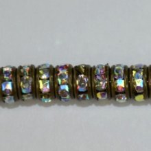 (image for) 4mm Ant. Bronze Plate Rhinestone Rondelle-Crystal AB-100 pack