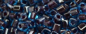 TOHO 1.5mm Cube Shape Seed Beads-Dark Purple Lined Aqua (image for) TOHO 1.5mm Cube Shape Seed Beads-Dark Purple Lined Aqua