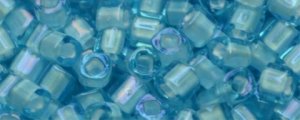 TOHO 1.5mm Cube Shape Seed Beads-White Lined Light Aqua Transparent (image for) TOHO 1.5mm Cube Shape Seed Beads-White Lined Light Aqua Transparent